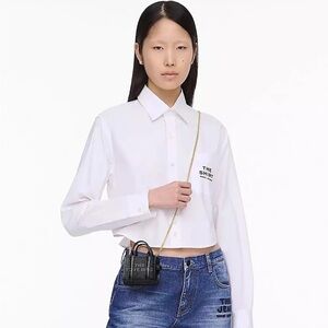 ‼️NEW Marc Jacobs Nano Micro The Tote Bag Black Leather Satchel Crossbody Bag